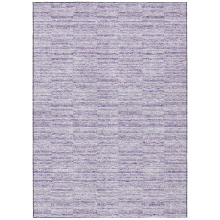 10' X 14' Plum And Purple Striped Washable Indoor Outdoor Area Rug
