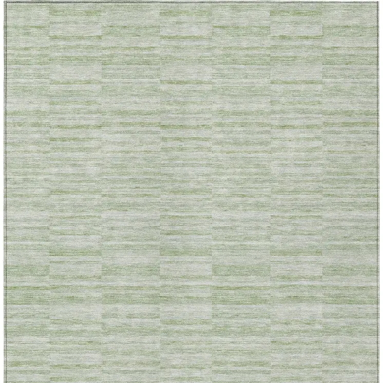 3' X 5' Sage And Green Striped Washable Indoor Outdoor Area Rug
