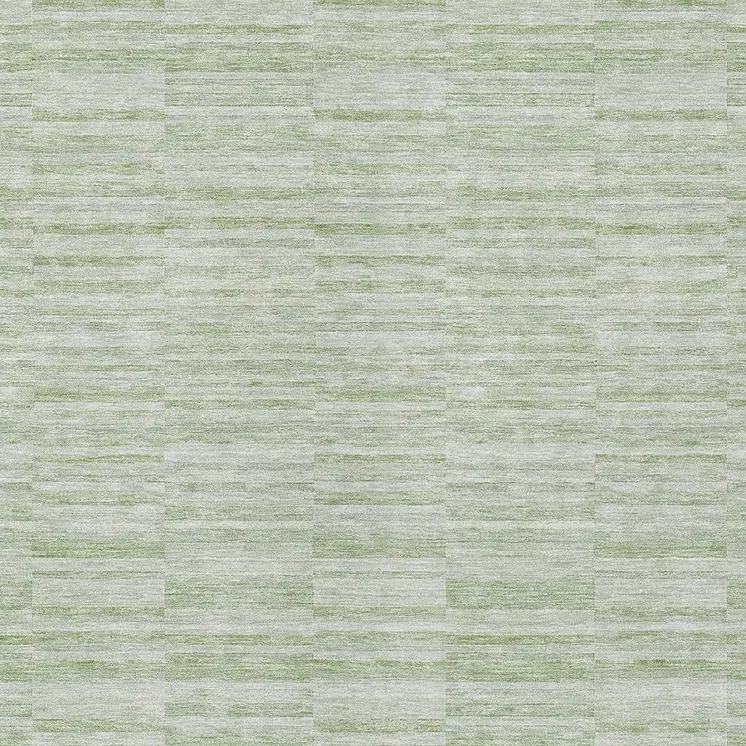 9' X 12' Sage And Green Striped Washable Indoor Outdoor Area Rug
