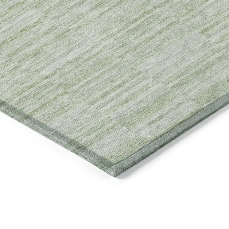 10' X 14' Sage And Green Striped Washable Indoor Outdoor Area Rug