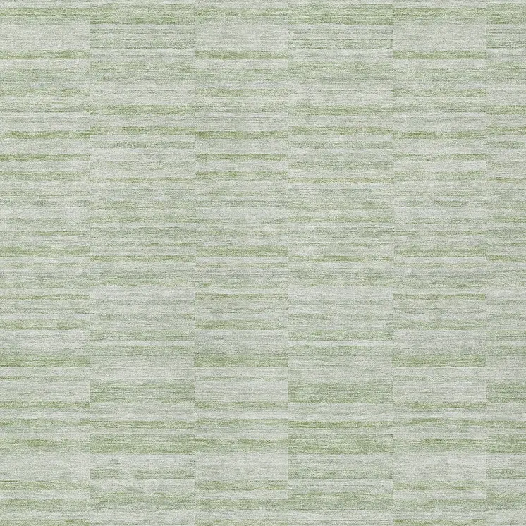 10' X 14' Sage And Green Striped Washable Indoor Outdoor Area Rug