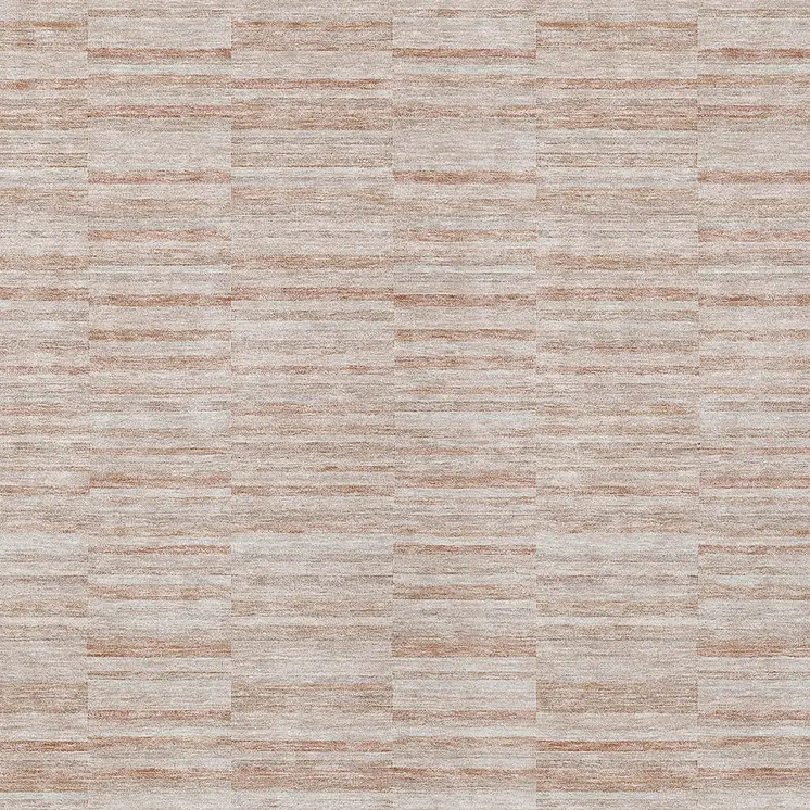 5' X 8' Salmon Copper And Beige Striped Washable Indoor Outdoor Area Rug