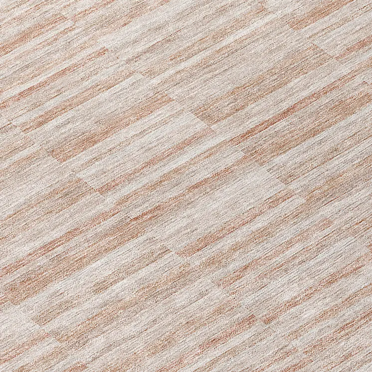 8' Salmon Copper And Beige Round Striped Washable Indoor Outdoor Area Rug