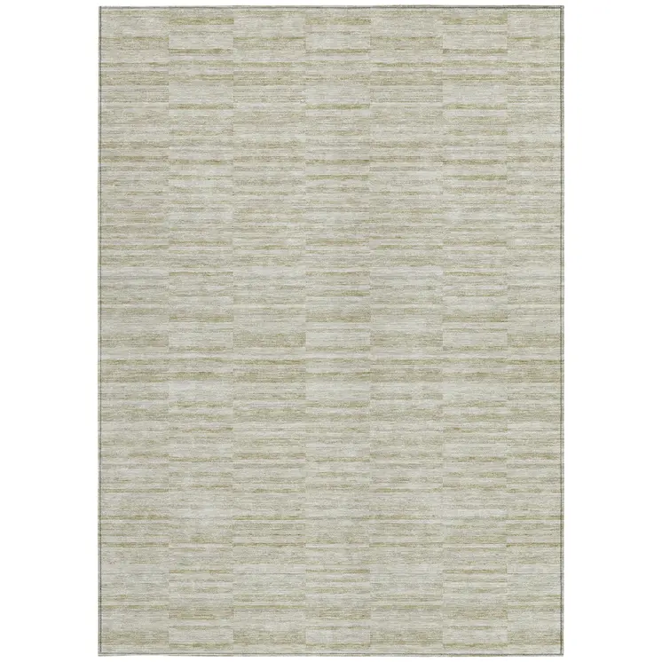 3' X 5' Taupe Beige And Tan Striped Washable Indoor Outdoor Area Rug