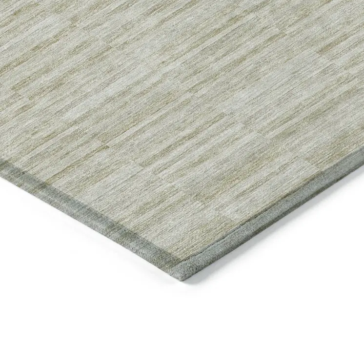 10' X 14' Taupe Beige And Tan Striped Washable Indoor Outdoor Area Rug
