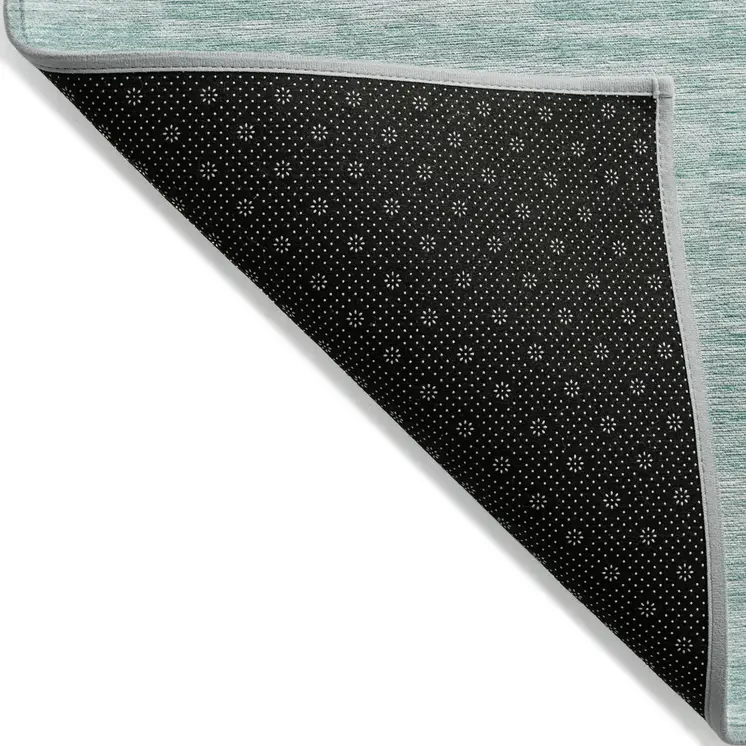 8' X 10' Turquoise Teal Blue And Gray Striped Washable Indoor Outdoor Area Rug