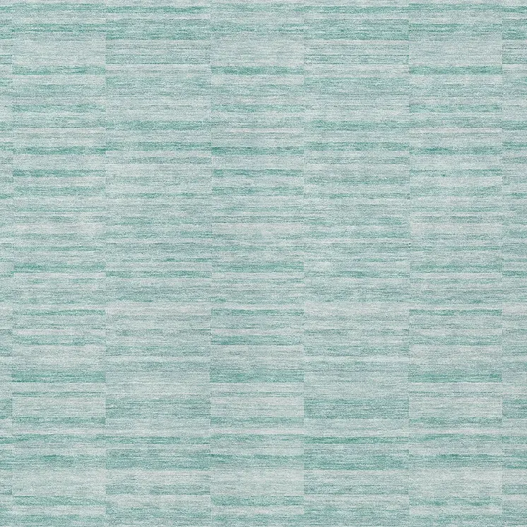 10' X 14' Turquoise Teal Blue And Gray Striped Washable Indoor Outdoor Area Rug