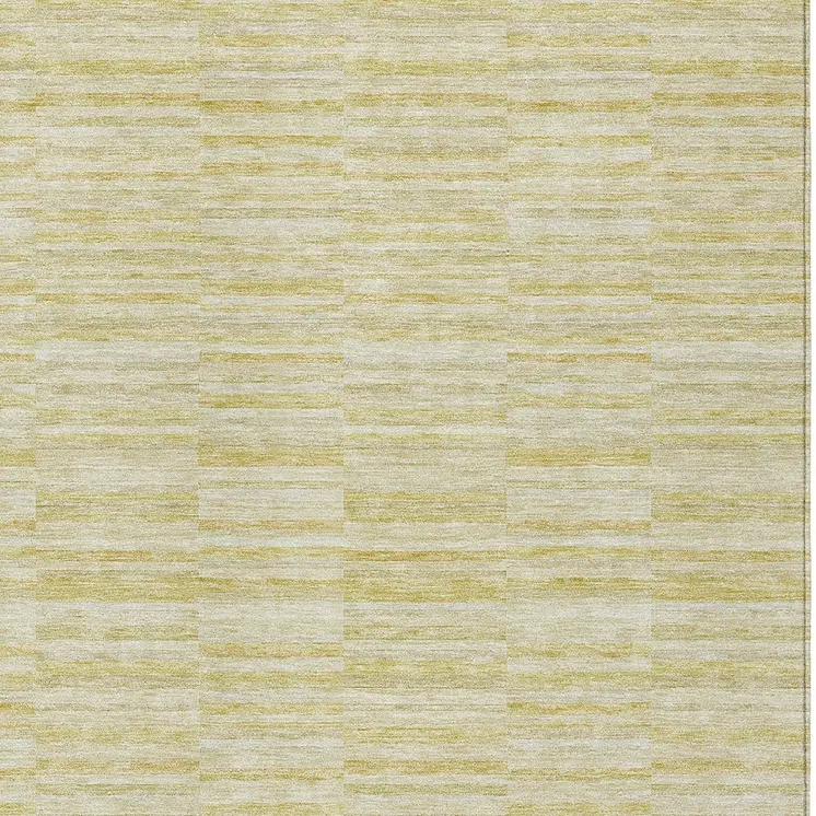 3' X 5' Wheat Gold And Tan Striped Washable Indoor Outdoor Area Rug