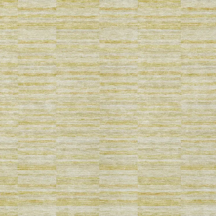 5' X 8' Wheat Gold And Tan Striped Washable Indoor Outdoor Area Rug