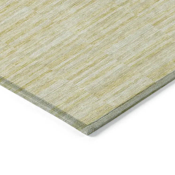 10' X 14' Wheat Gold And Tan Striped Washable Indoor Outdoor Area Rug