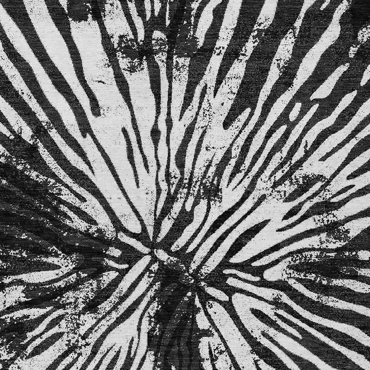 8' X 10' Black Charcoal And Ivory Abstract Washable Indoor Outdoor Area Rug