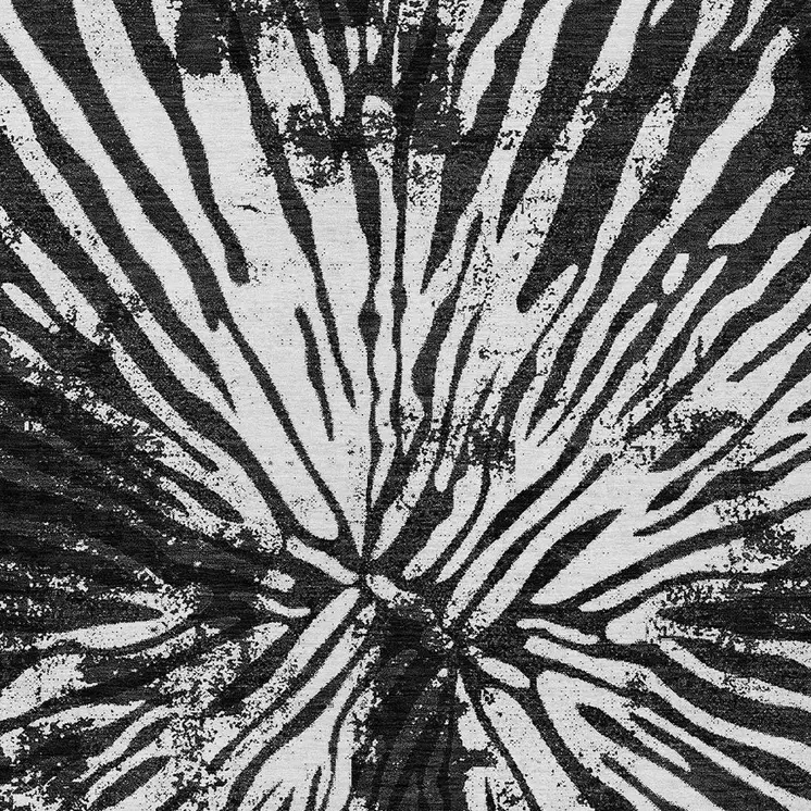 9' X 12' Black Charcoal And Ivory Abstract Washable Indoor Outdoor Area Rug