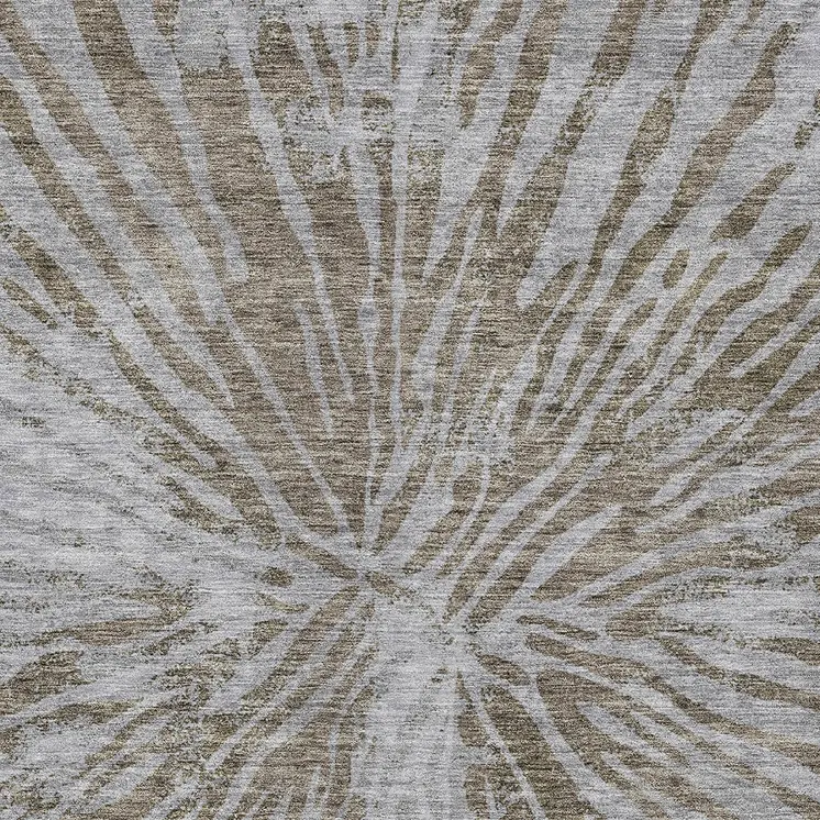 3' X 5' Brown And Gray Abstract Washable Indoor Outdoor Area Rug