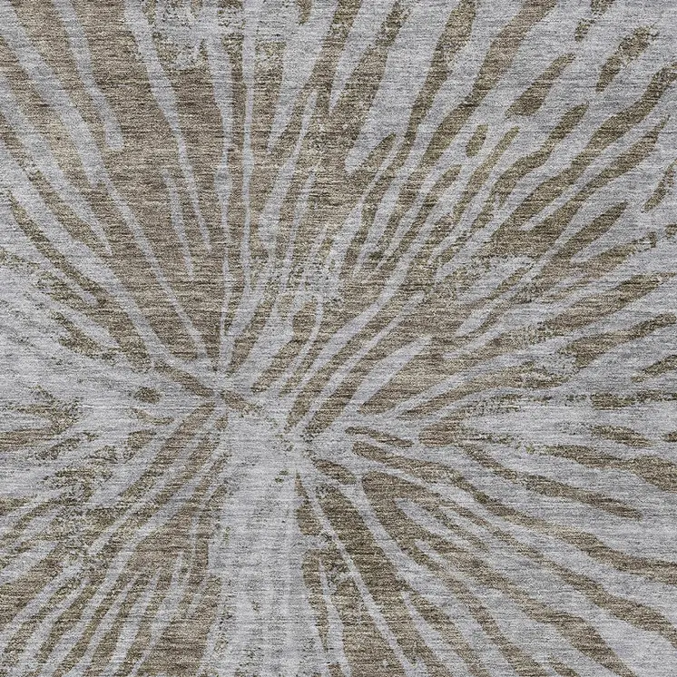 5' X 8' Brown And Gray Abstract Washable Indoor Outdoor Area Rug