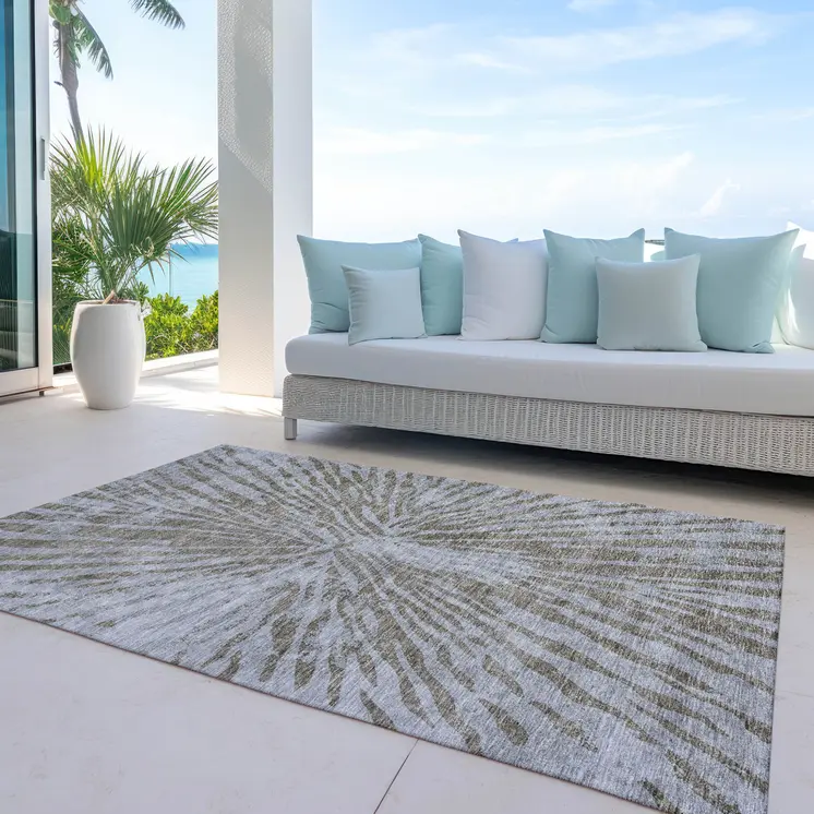 9' X 12' Brown And Gray Abstract Washable Indoor Outdoor Area Rug