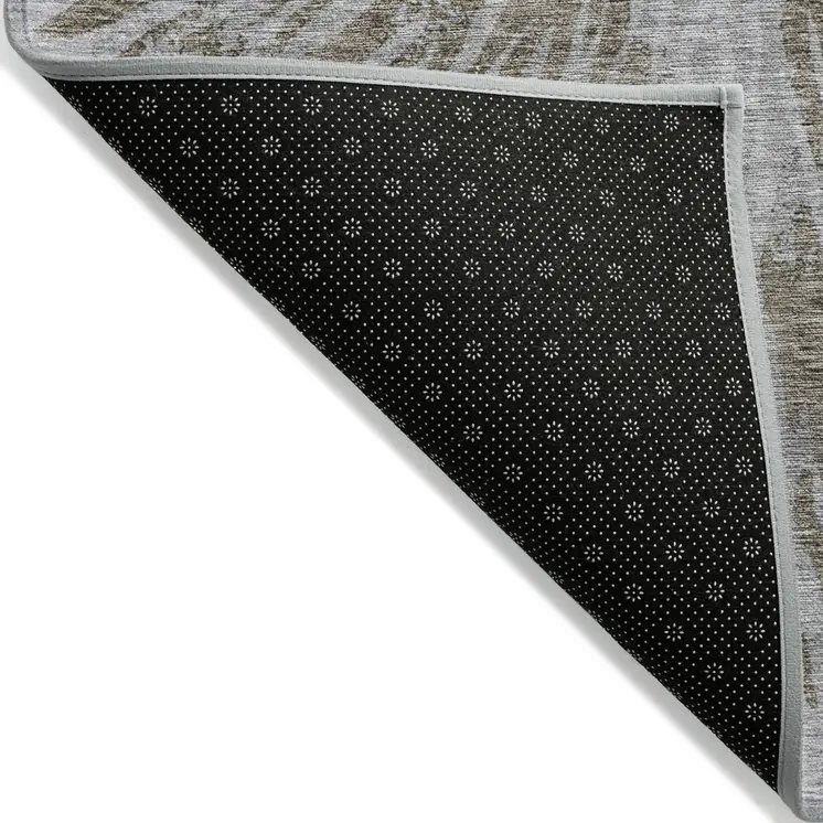 9' X 12' Brown And Gray Abstract Washable Indoor Outdoor Area Rug