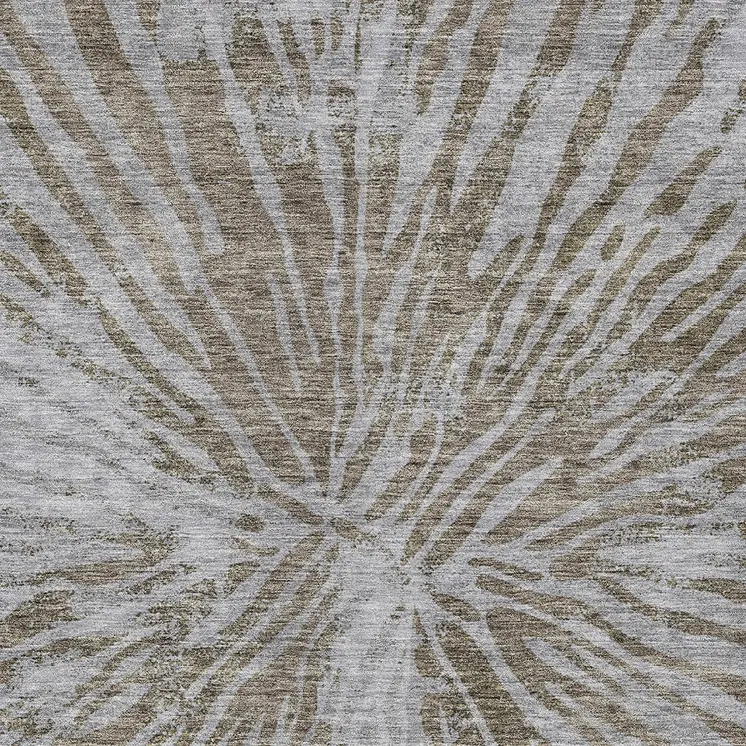 9' X 12' Brown And Gray Abstract Washable Indoor Outdoor Area Rug