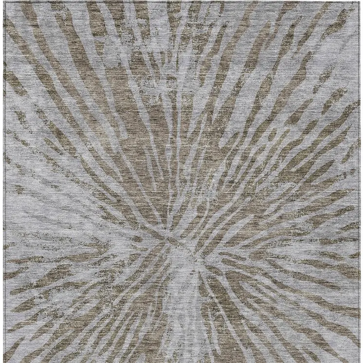 10' X 14' Brown And Gray Abstract Washable Indoor Outdoor Area Rug