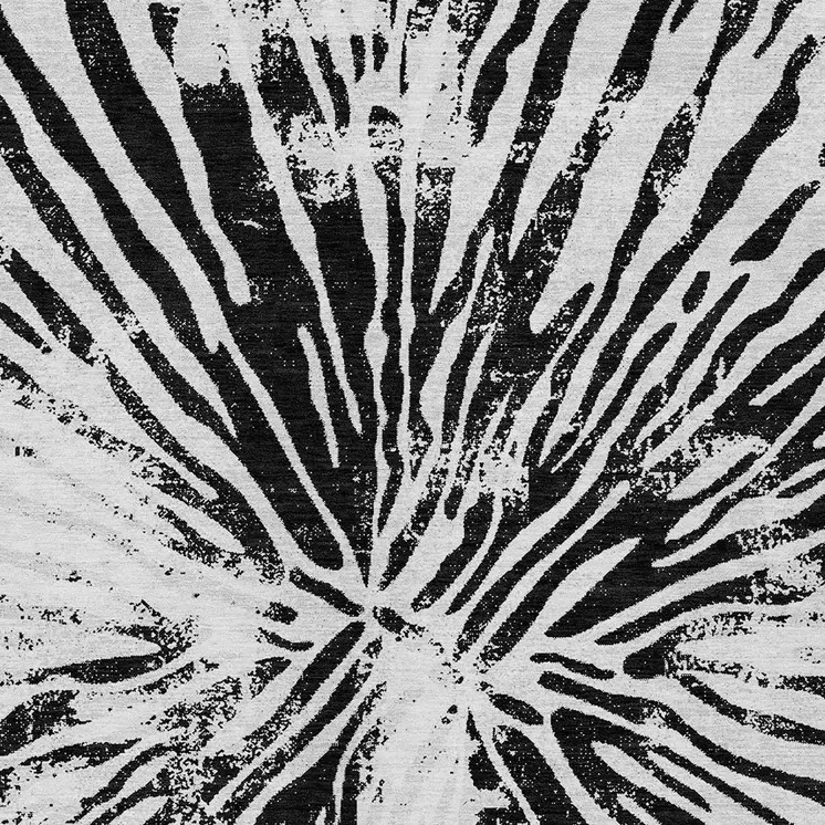 9' X 12' Ivory Black And Gray Abstract Washable Indoor Outdoor Area Rug