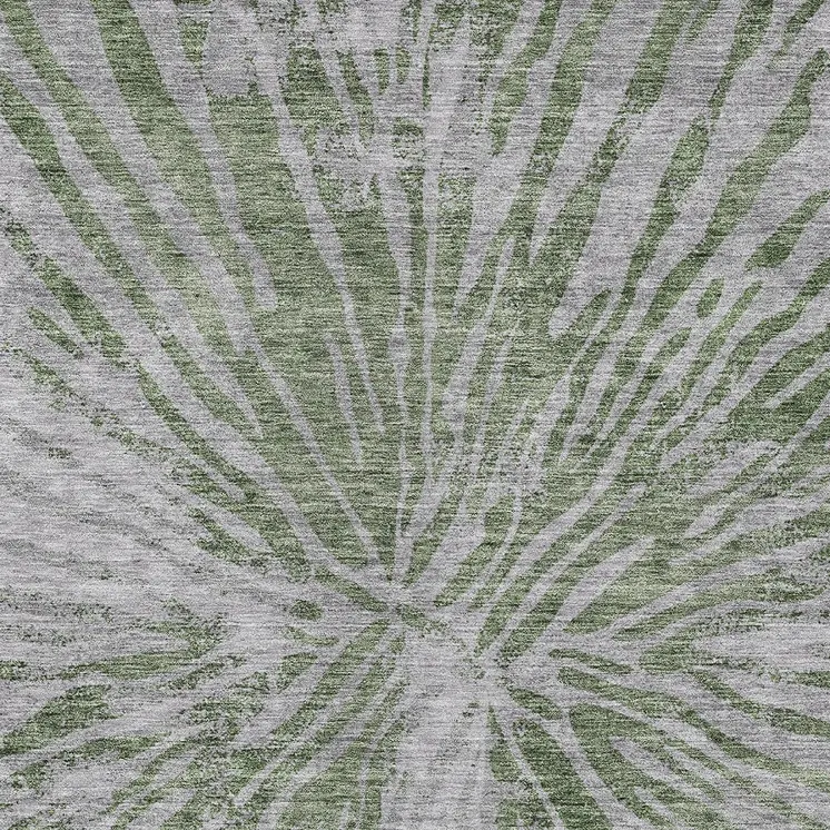 8' X 10' Olive Green Gray And Silver Abstract Washable Indoor Outdoor Area Rug