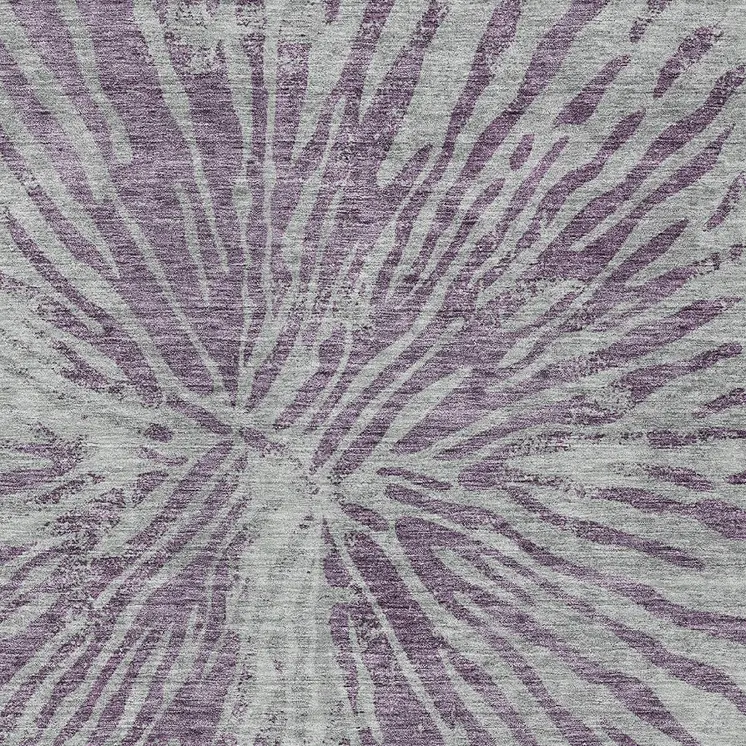 3' X 5' Purple And Gray Abstract Washable Indoor Outdoor Area Rug