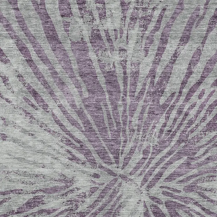 8' X 10' Purple And Gray Abstract Washable Indoor Outdoor Area Rug