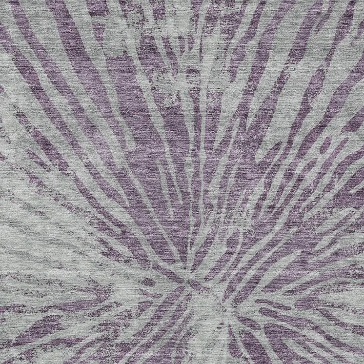 10' X 14' Purple And Gray Abstract Washable Indoor Outdoor Area Rug