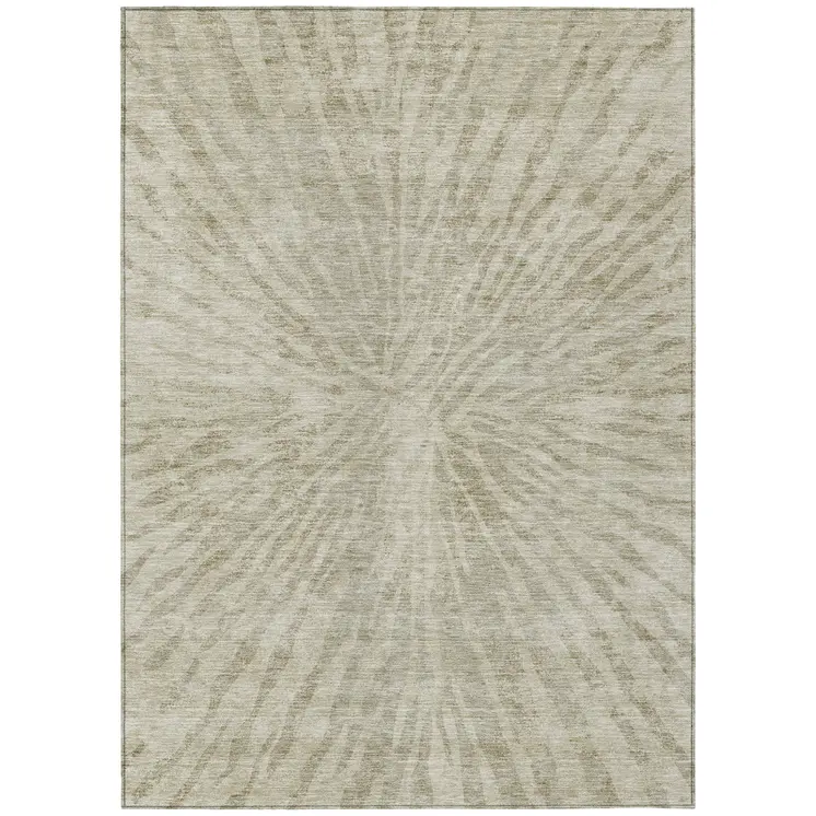 3' X 5' Taupe And Beige Abstract Washable Indoor Outdoor Area Rug