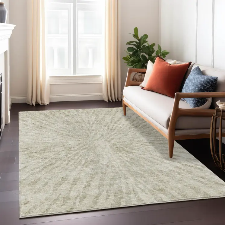 5' X 8' Taupe And Beige Abstract Washable Indoor Outdoor Area Rug