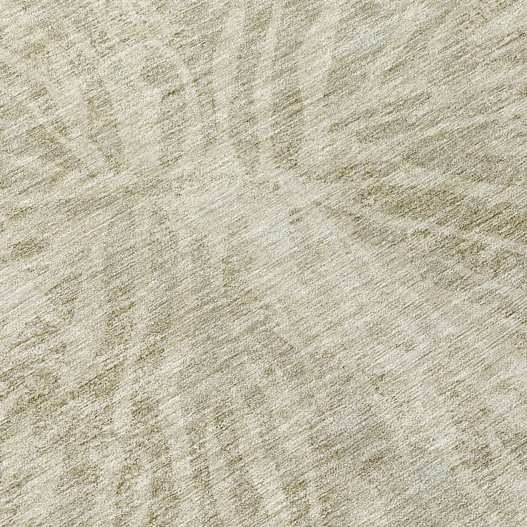 8' Taupe And Beige Round Abstract Washable Indoor Outdoor Area Rug