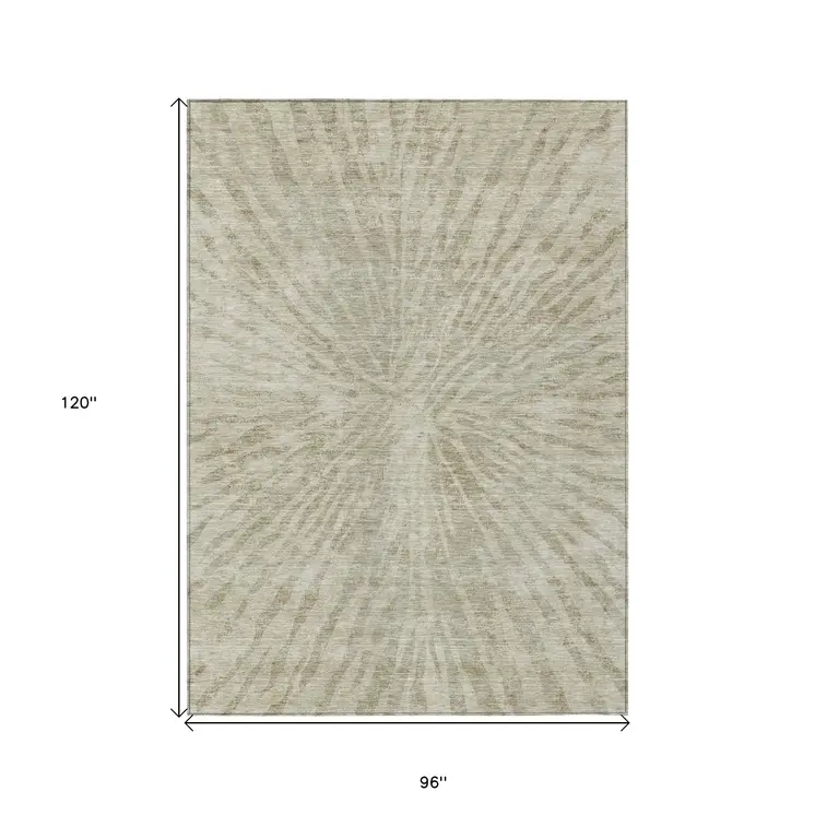 8' X 10' Taupe And Beige Abstract Washable Indoor Outdoor Area Rug