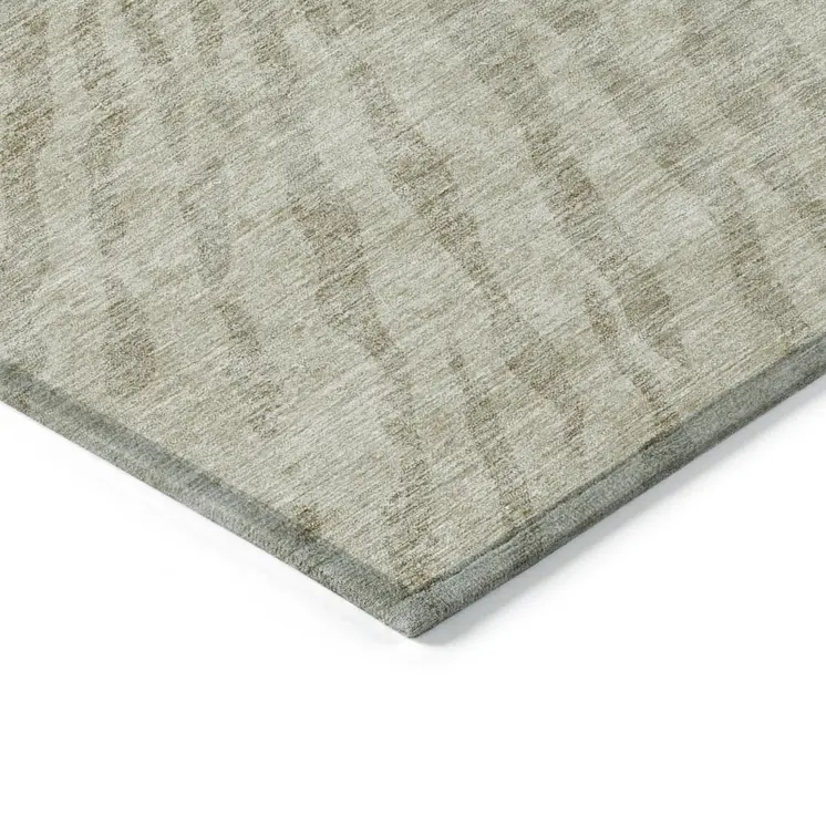 9' X 12' Taupe And Beige Abstract Washable Indoor Outdoor Area Rug