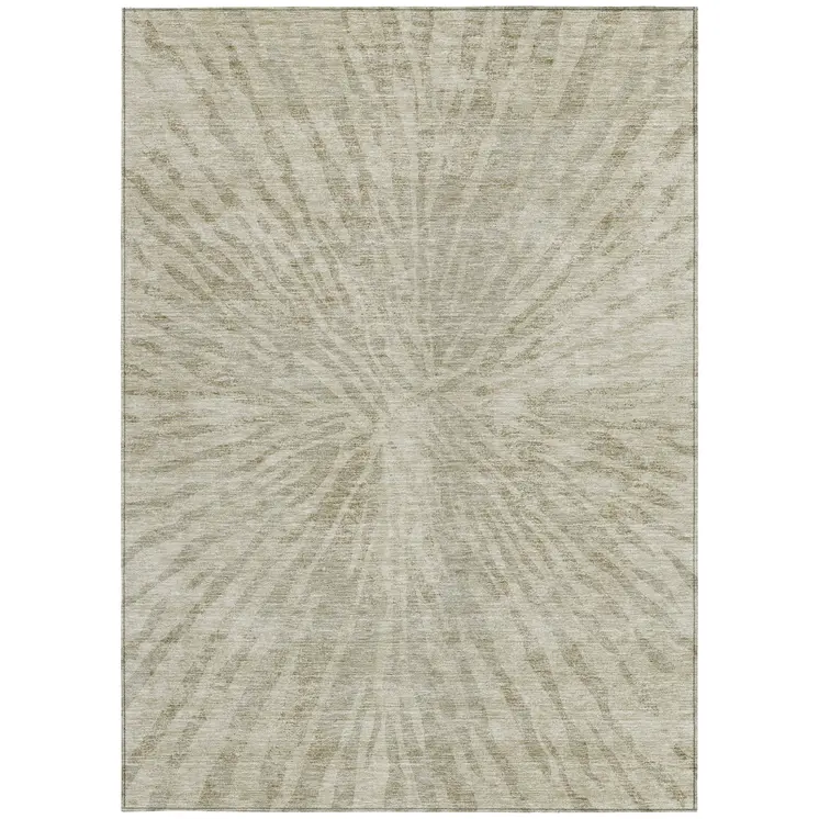 9' X 12' Taupe And Beige Abstract Washable Indoor Outdoor Area Rug