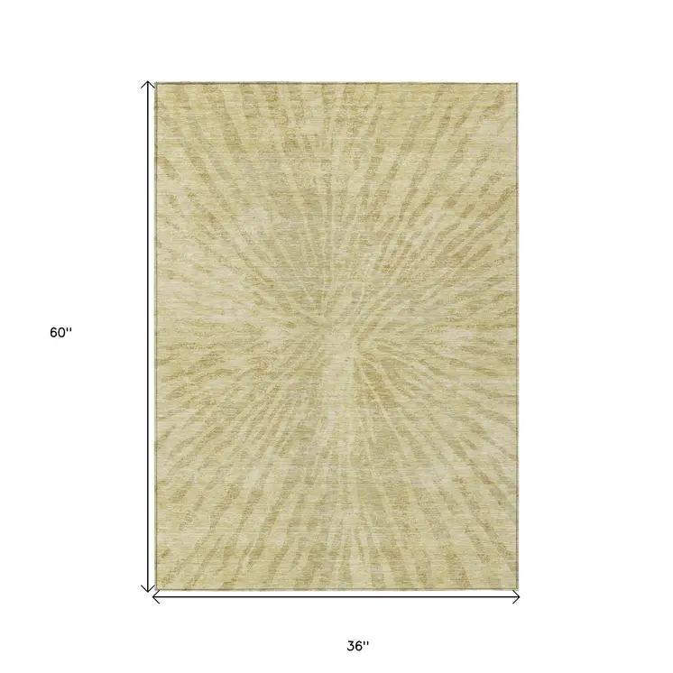 3' X 5' Wheat Beige And Tan Abstract Washable Indoor Outdoor Area Rug