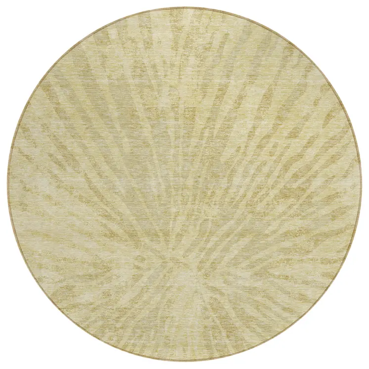 8' Wheat Beige And Tan Round Abstract Washable Indoor Outdoor Area Rug