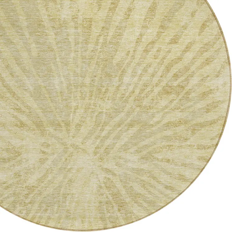 8' Wheat Beige And Tan Round Abstract Washable Indoor Outdoor Area Rug