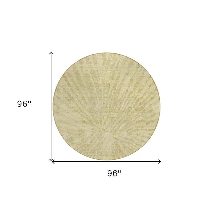 8' Wheat Beige And Tan Round Abstract Washable Indoor Outdoor Area Rug