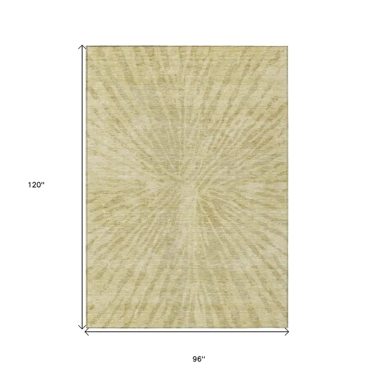 8' X 10' Wheat Beige And Tan Abstract Washable Indoor Outdoor Area Rug