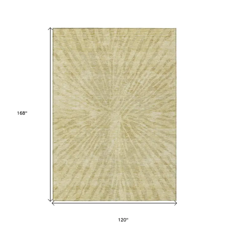 10' X 14' Wheat Beige And Tan Abstract Washable Indoor Outdoor Area Rug