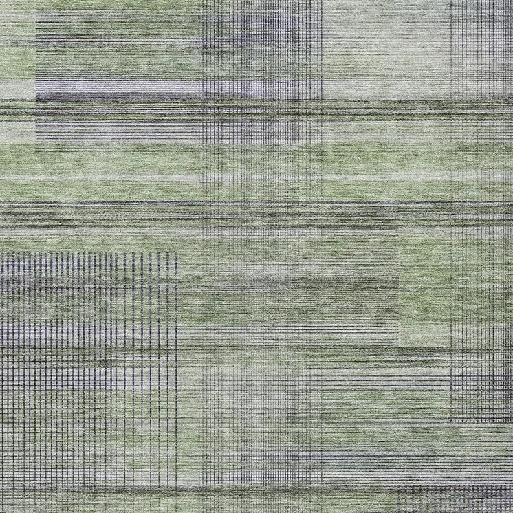 3' X 5' Artichoke Green Purple And Fern Green Striped Washable Indoor Outdoor Area Rug
