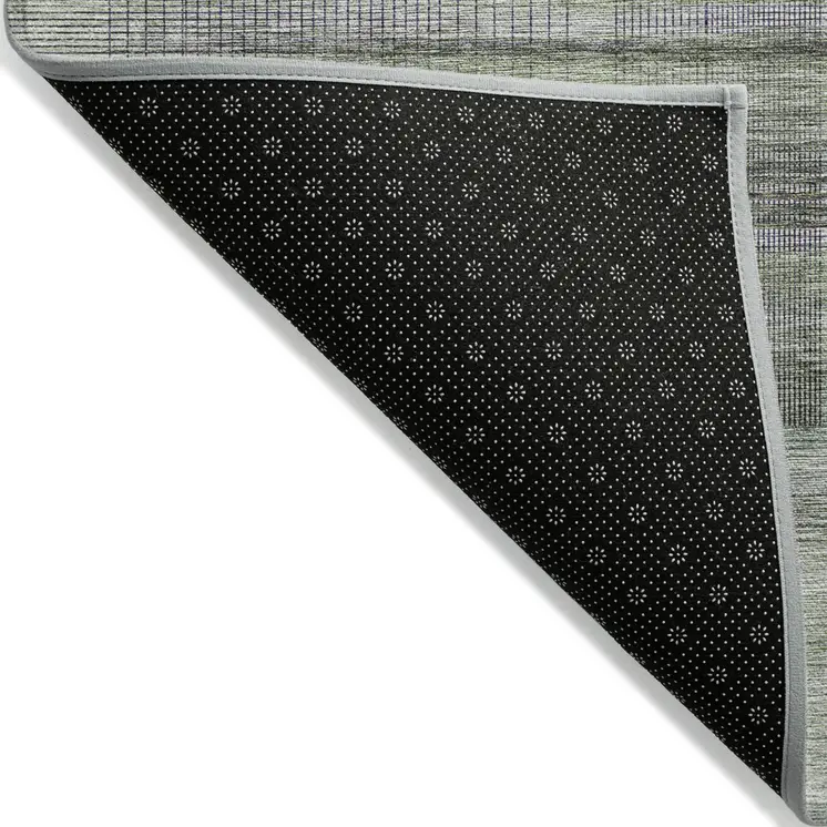 8' X 10' Artichoke Green Purple And Fern Green Striped Washable Indoor Outdoor Area Rug