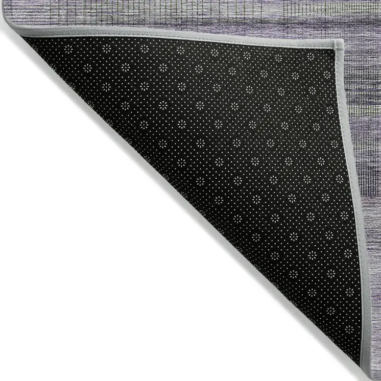 3' X 5' Purple Lavender And Gray Striped Washable Indoor Outdoor Area Rug