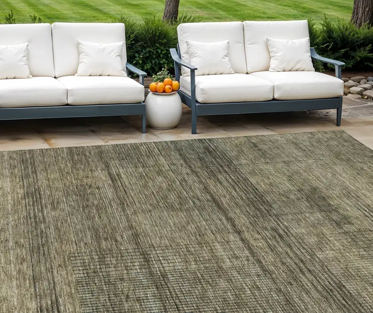 8' X 10' Brown Beige And Taupe Striped Washable Indoor Outdoor Area Rug