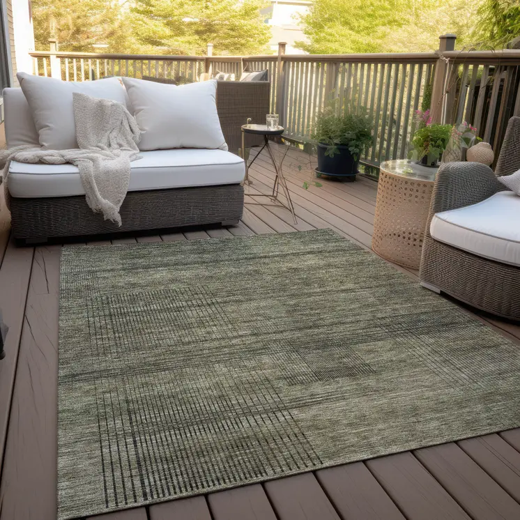 10' X 14' Brown Beige And Taupe Striped Washable Indoor Outdoor Area Rug