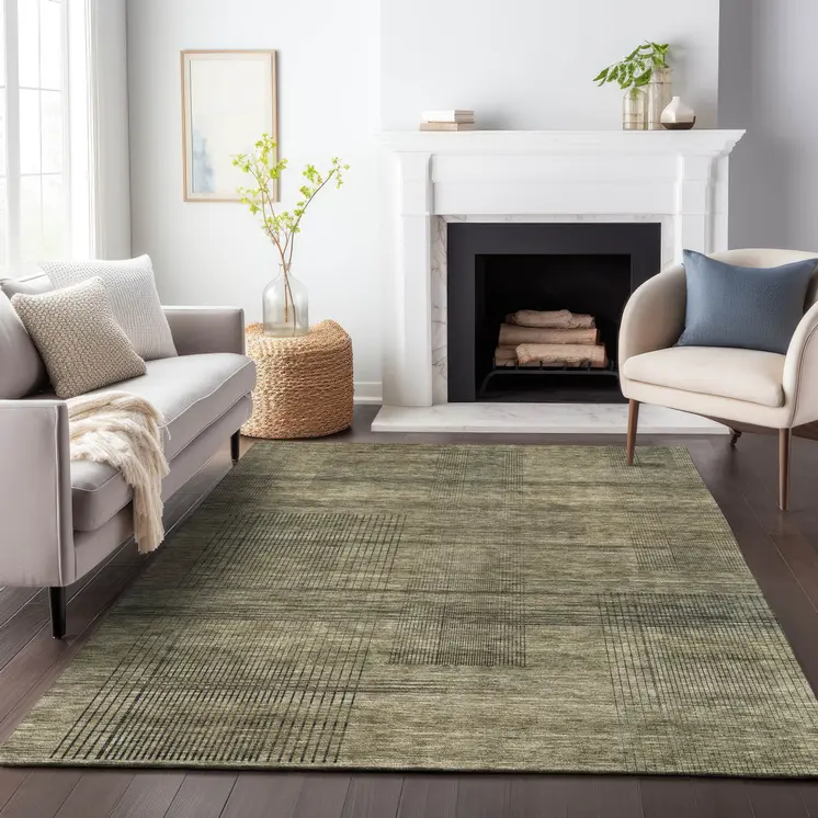 10' X 14' Brown Beige And Taupe Striped Washable Indoor Outdoor Area Rug