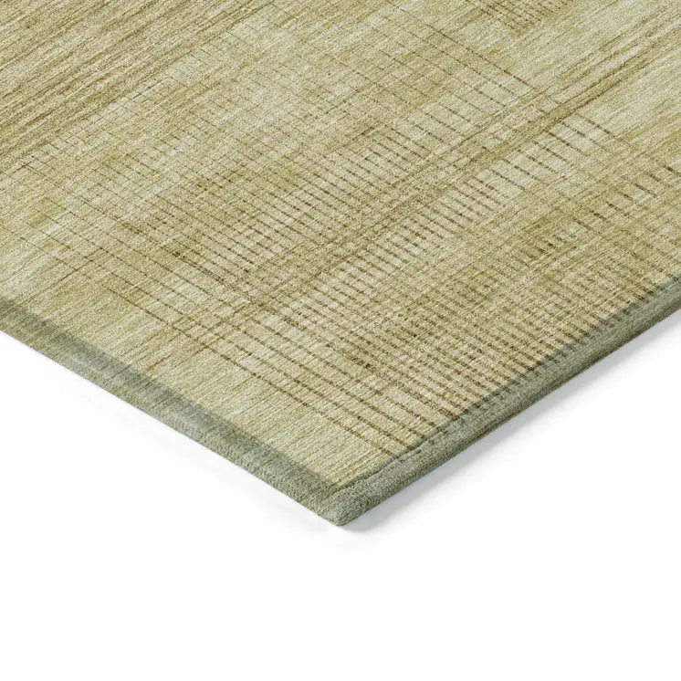 3' X 5' Gold Wheat And Beige Striped Washable Indoor Outdoor Area Rug