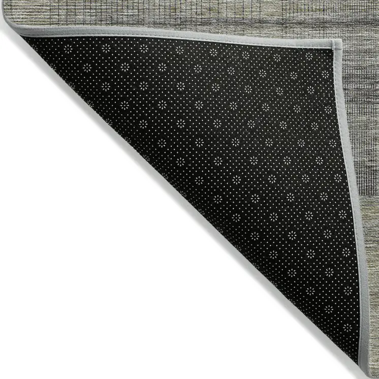 10' X 14' Khaki Beige And Gray Striped Washable Indoor Outdoor Area Rug