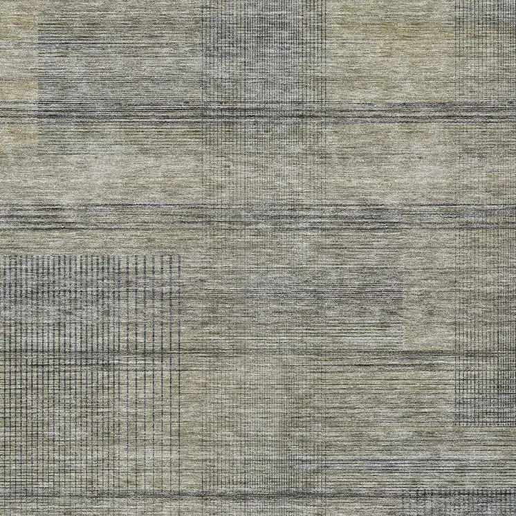 10' X 14' Khaki Beige And Gray Striped Washable Indoor Outdoor Area Rug