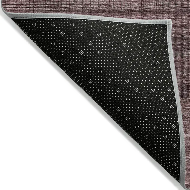 3' X 5' Merlot And Gray Striped Washable Indoor Outdoor Area Rug