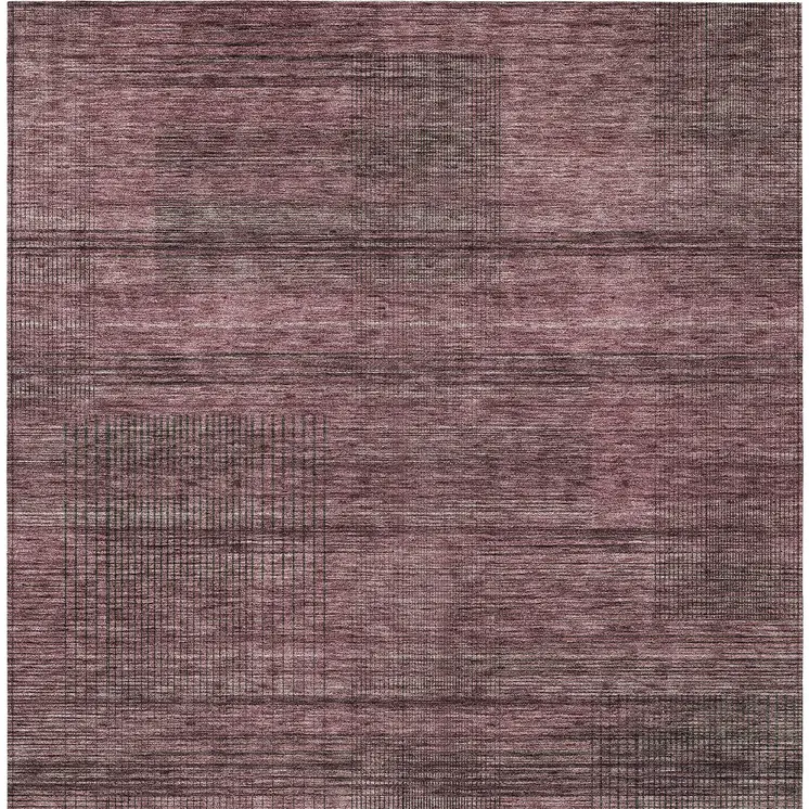 10' X 14' Merlot And Gray Striped Washable Indoor Outdoor Area Rug